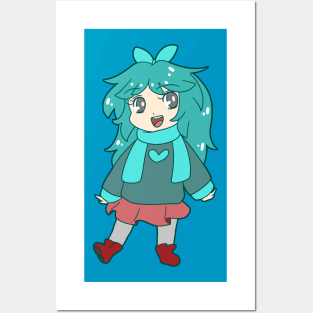 Chibi Blue-Green Girl Posters and Art